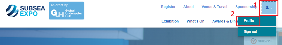 Subsea Expo Profile Page Navigation Location