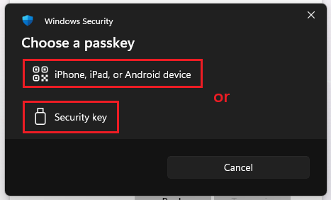 Microsoft Choose A Passkey Form