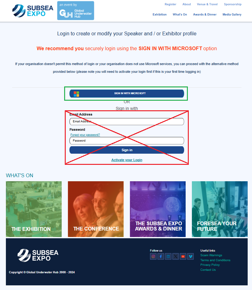 Subsea Expo Sign In Login Form