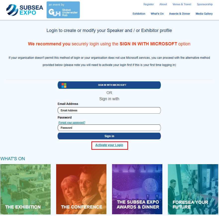 Subsea Expo Sign In Page